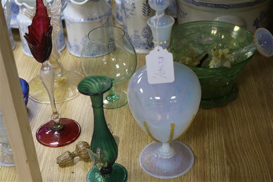 Mixed Italian and other studio glass Venetian, Salviati etc